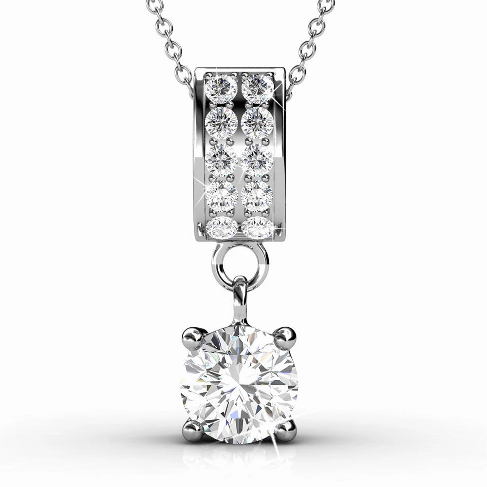 Monroe 18k White Gold Pendant Necklace with Round Cut Swarovski Crystals