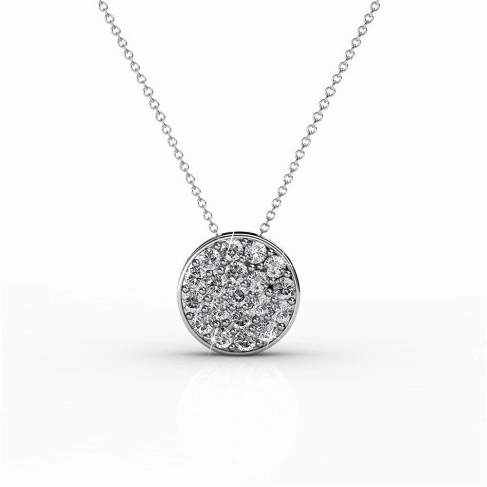 Nelly 18k White Gold Plated Pave Pendant Necklace with Swarovski Crystals