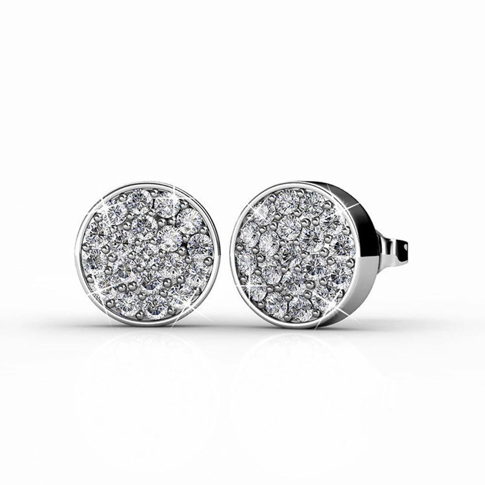 Nelly 18k White Gold Plated Pave Stud Earrings with Swarovski Crystals