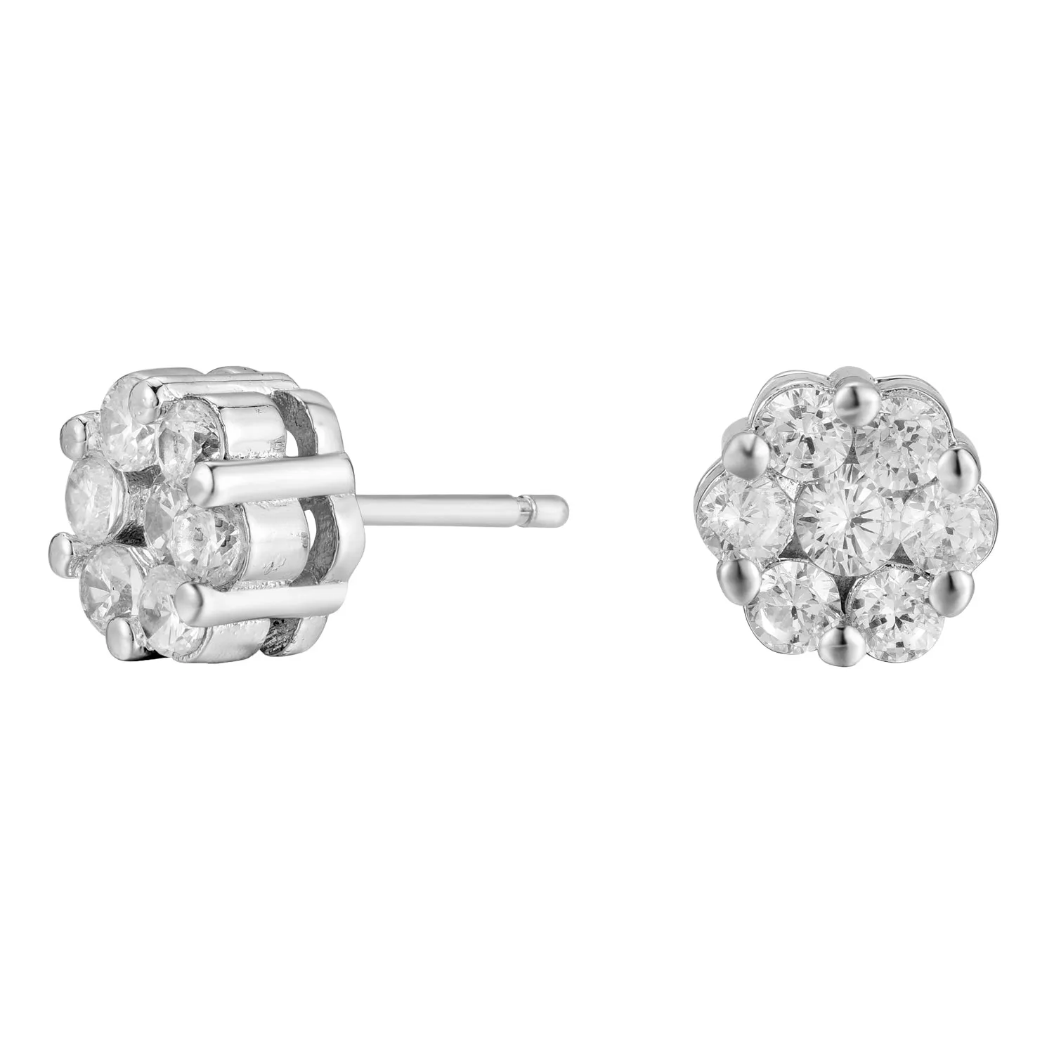 Nova 18k White Gold Plated Stud Earrings with Simulated Diamond Crystals  Final Sale