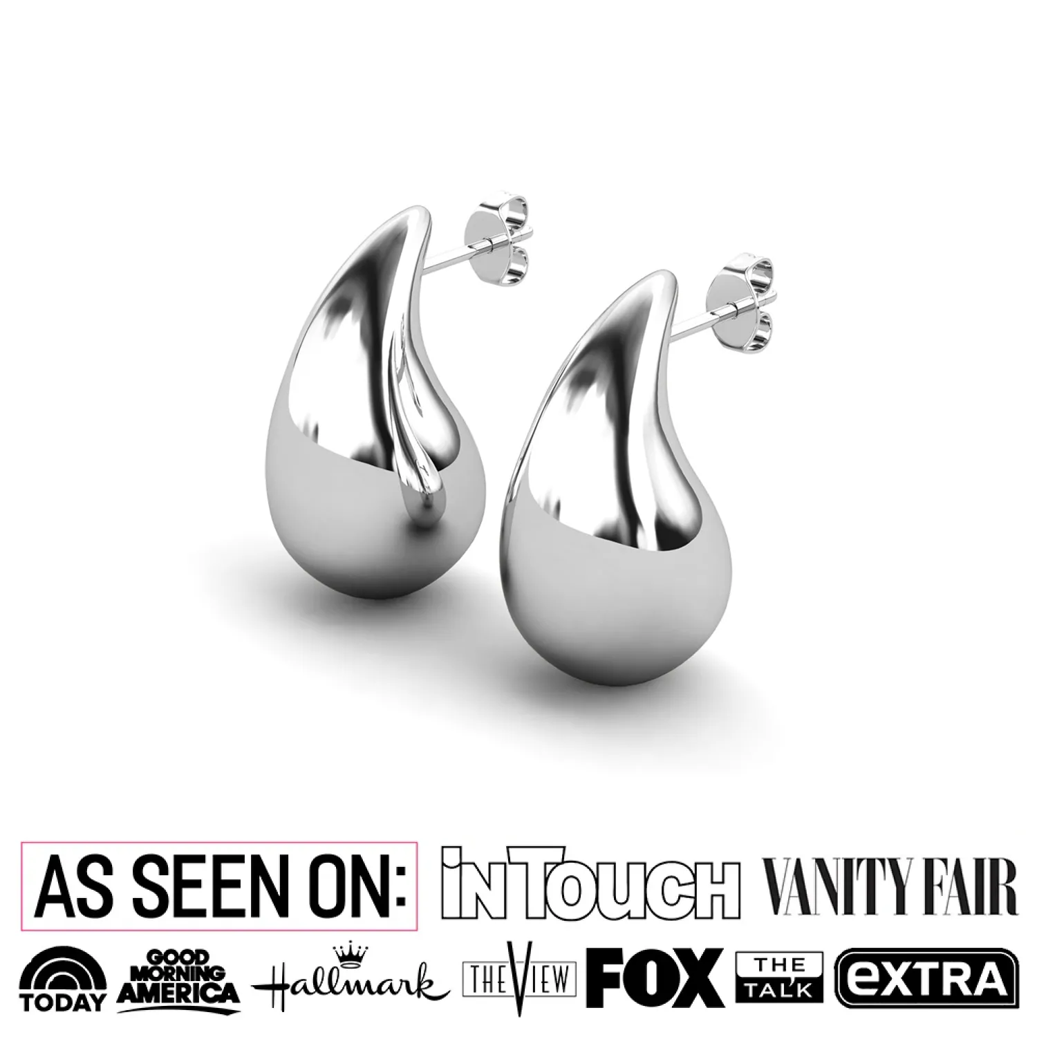 Olive 18k White Gold Plated Teardrop Stud Earrings