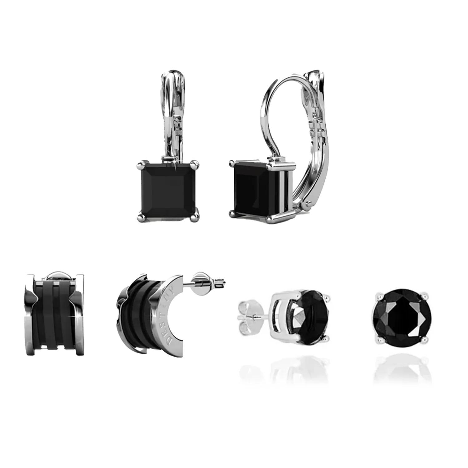 Pack of 3 - Dina, Samantha, Kali 18k White Gold Plated Earrings for Women