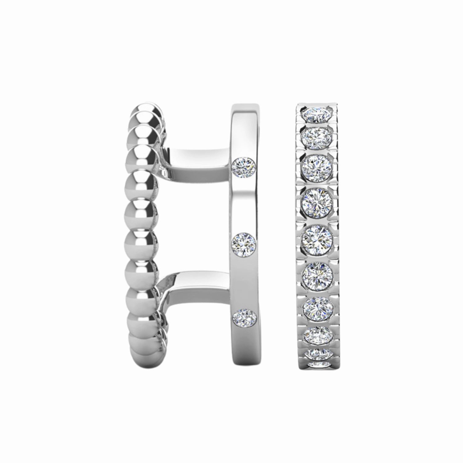 Pack of 2 - Sasha and Gloria 18k White Gold Plated Hoop Ear Cuffs with Swarovski Crystals