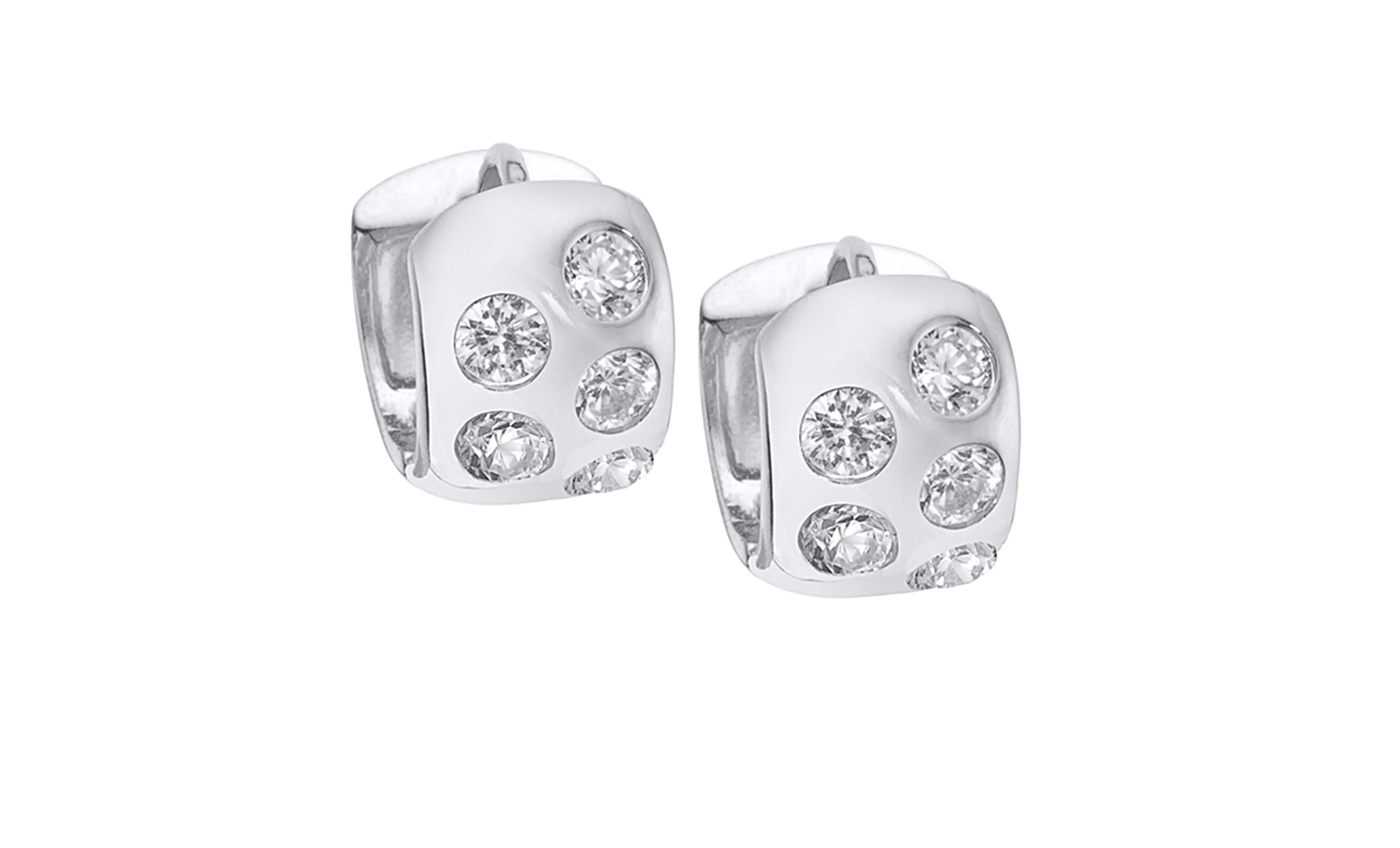 Penelope 18k White Gold Plated Silver Hoop Earrings with Simulated Diamond Crystals  Final Sale