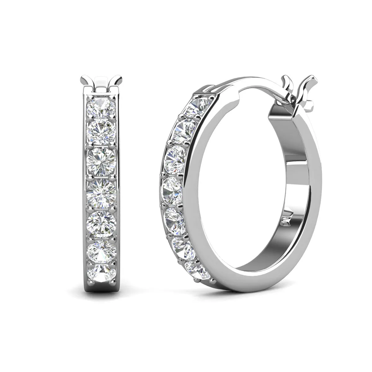 Presley 18k White Gold Plated 17mm Hoop Earrings with Swarovski Crystals