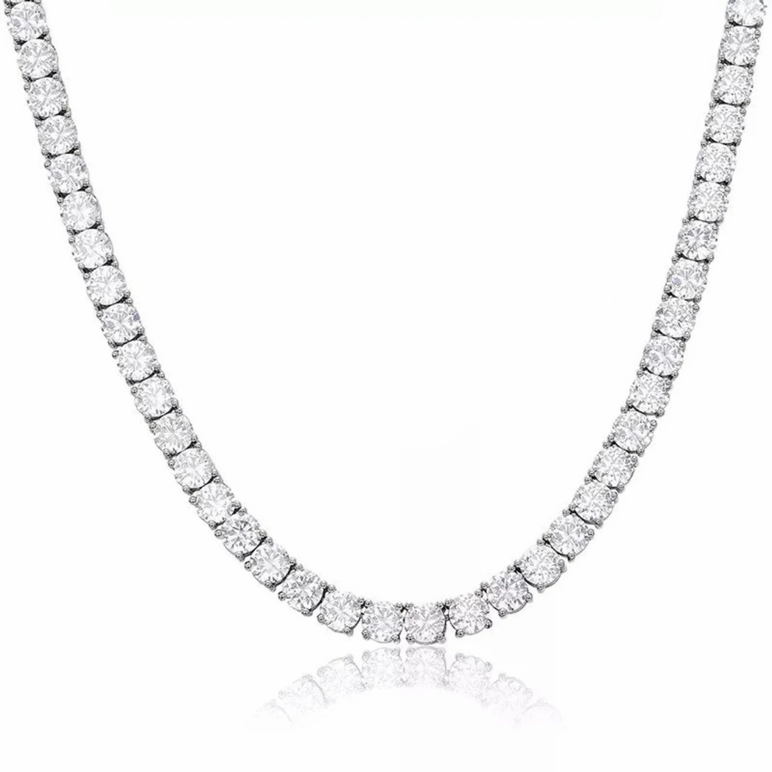 Priscilla 18k White Gold Plated Tennis Necklace with Simulated Diamond Crystals
