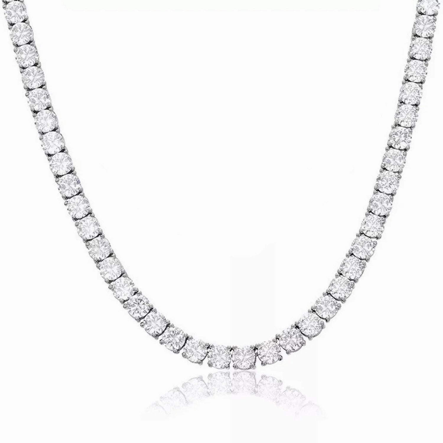 Priscilla 18k White Gold Plated Tennis Necklace with Simulated Diamond Crystals