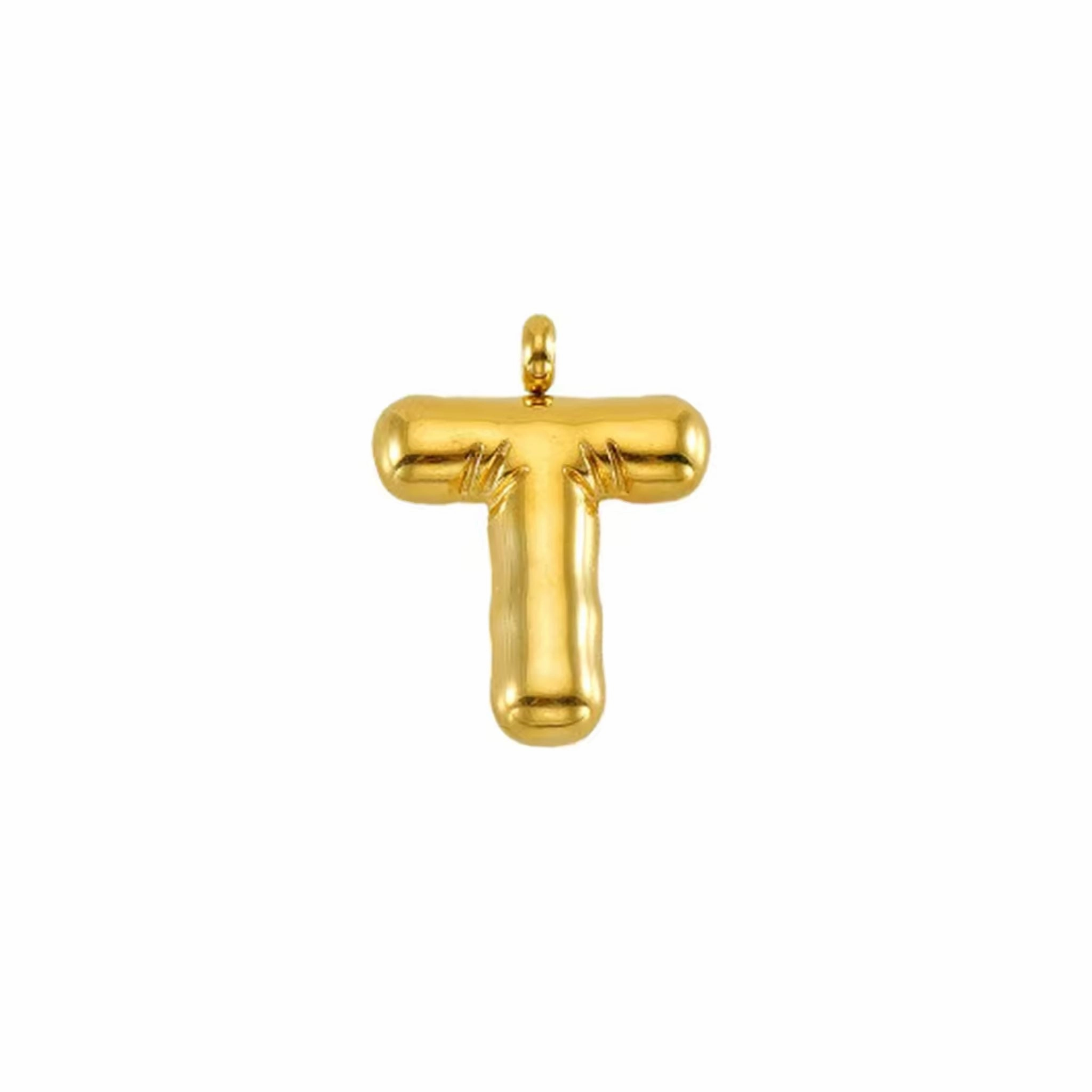 Puffy Gold Letter Pendant (A-Z)