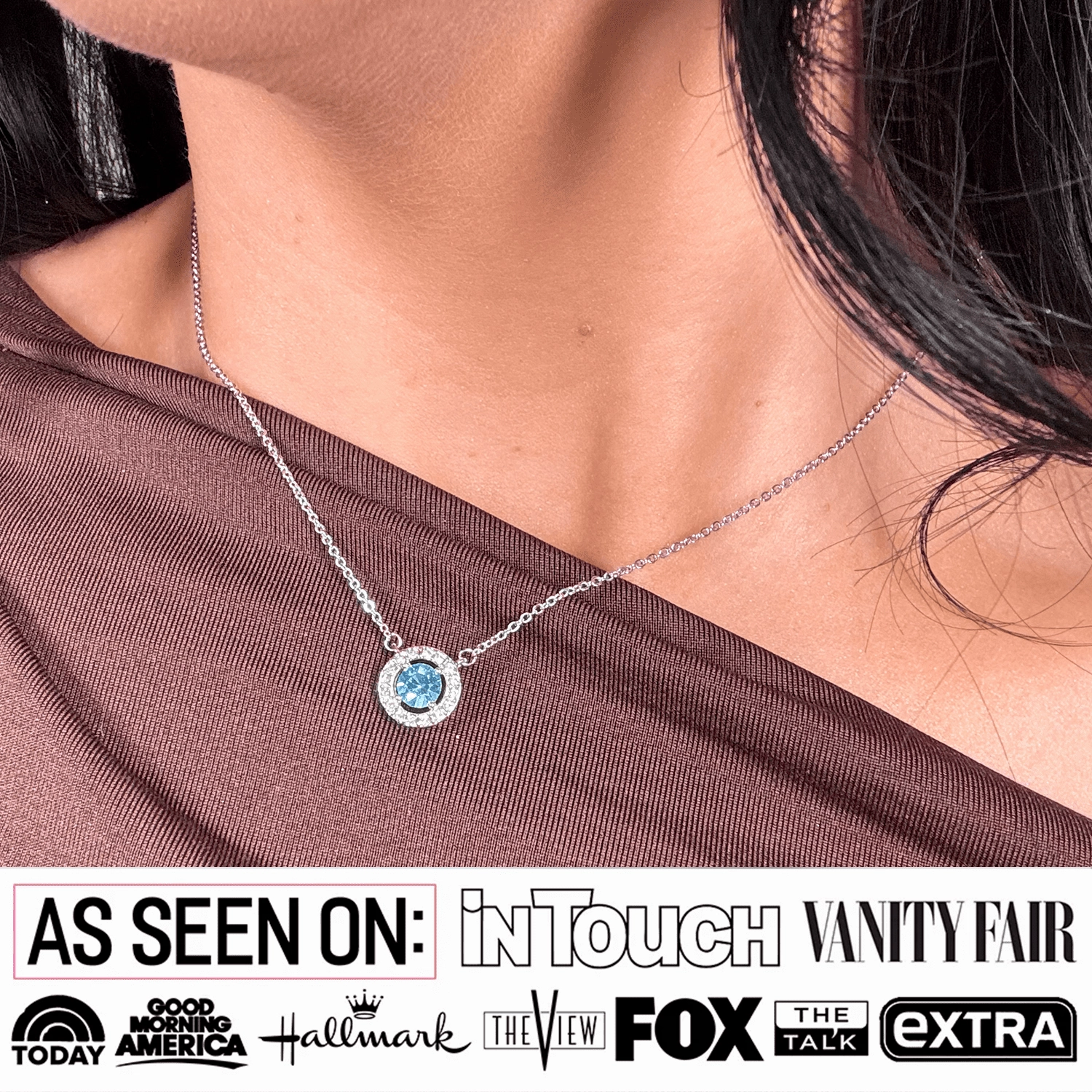 Royal Birthstone 18k White Gold Plated Halo Necklace with Round Cut Swarovski Crystals