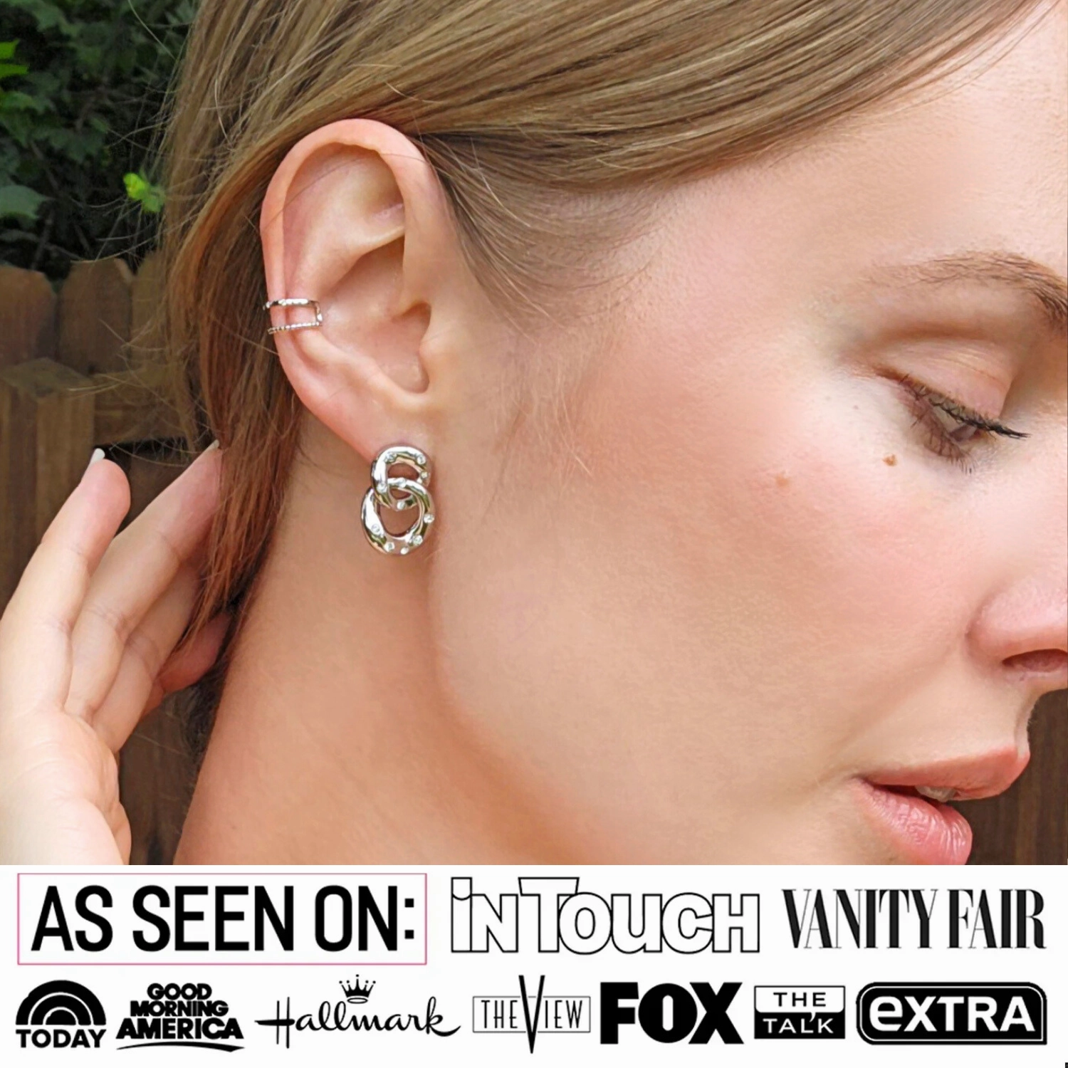 Sasha 18k White Gold Plated Hoop Ear Cuff with Swarovski Crystals