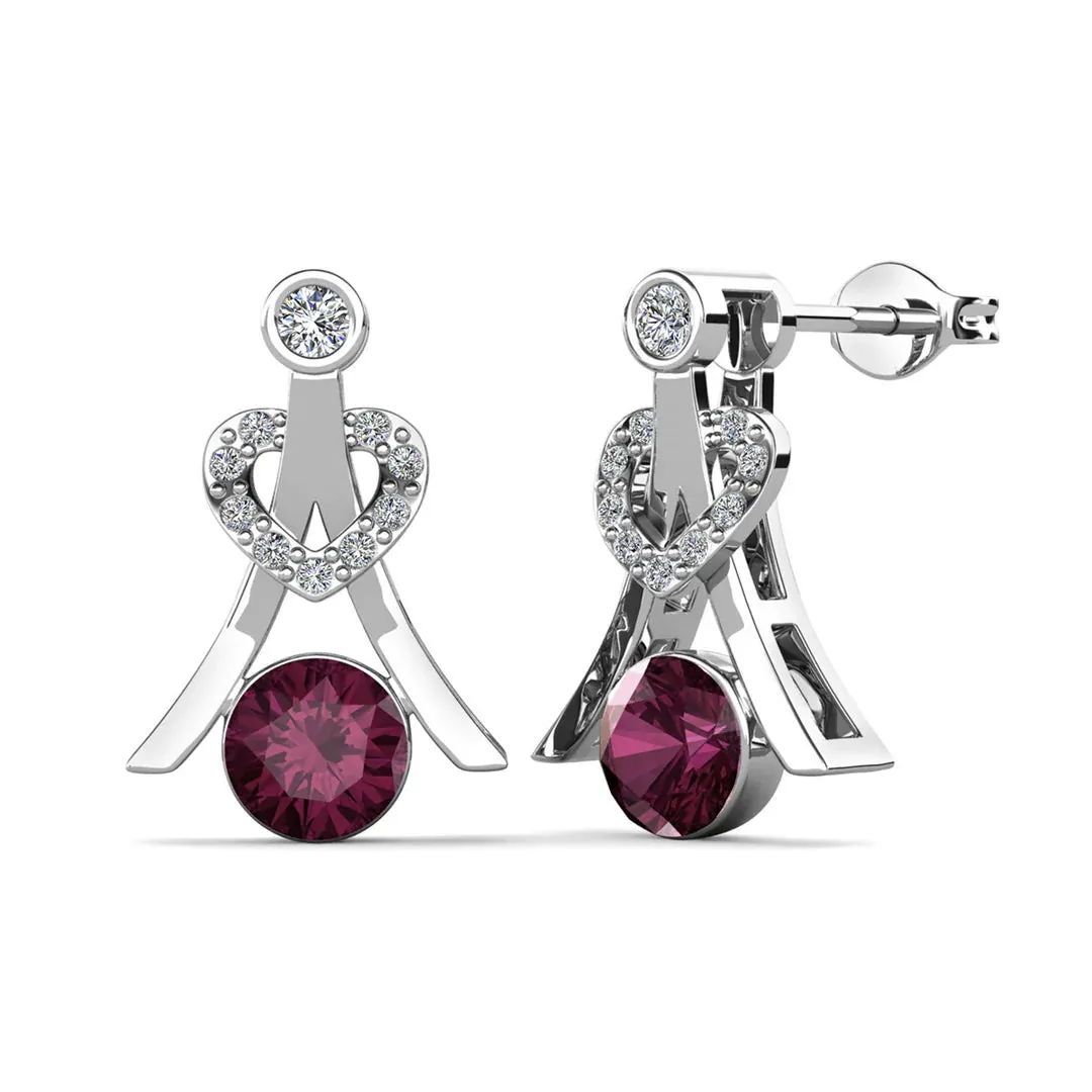 Serenity Birthstone 18k White Gold Plated Drop Earrings with Round Cut Swarovski Crystals