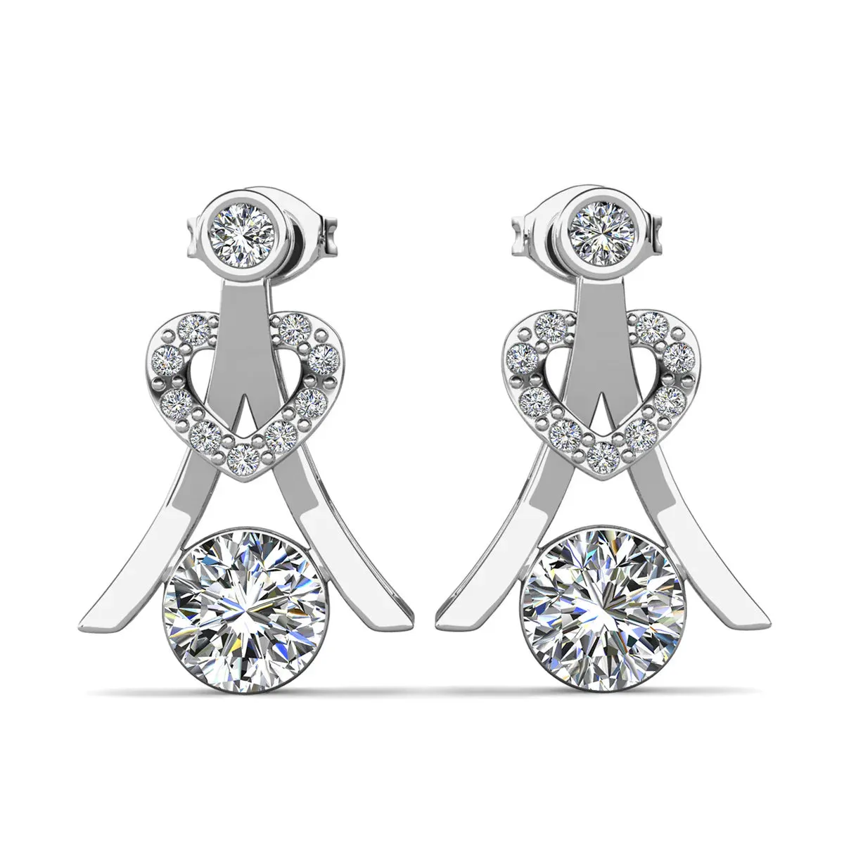 Serenity Birthstone 18k White Gold Plated Drop Earrings with Round Cut Swarovski Crystals