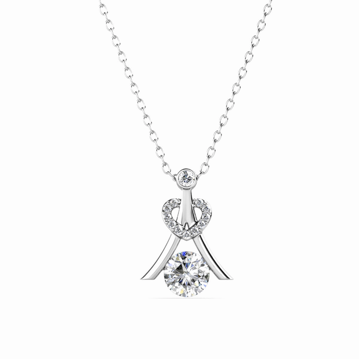 Serenity April Birthstone Diamond Necklace 18k White Gold Plated Silver Necklace with Round Cut Swarovski Crystals