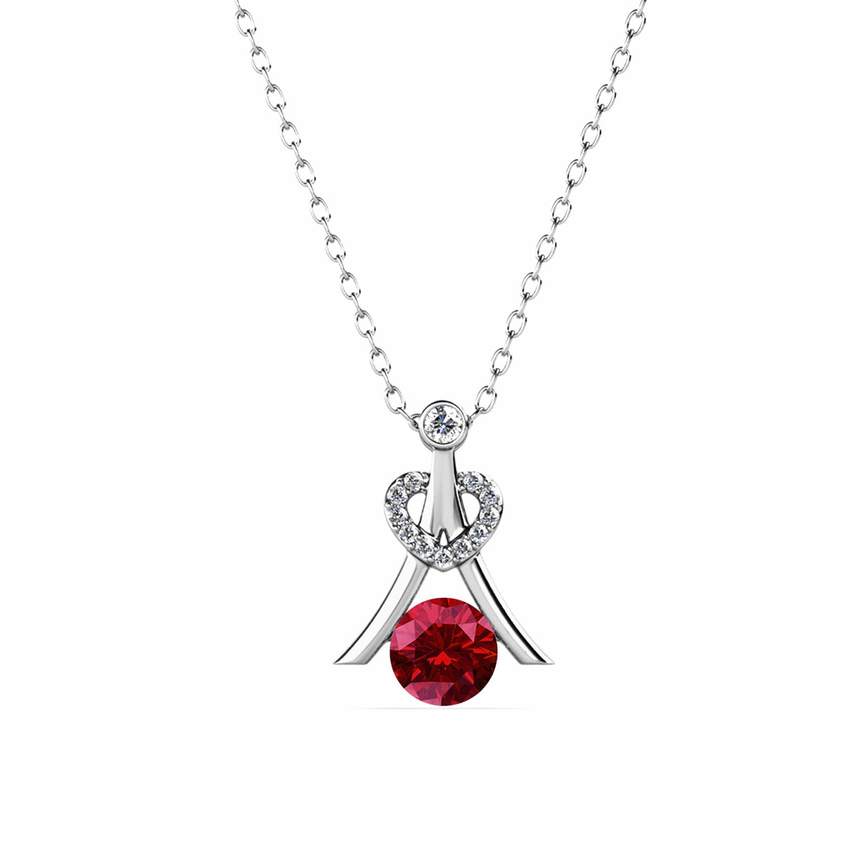 Serenity Birthstone 18k White Gold Plated Necklace with Round Cut Swarovski Crystals