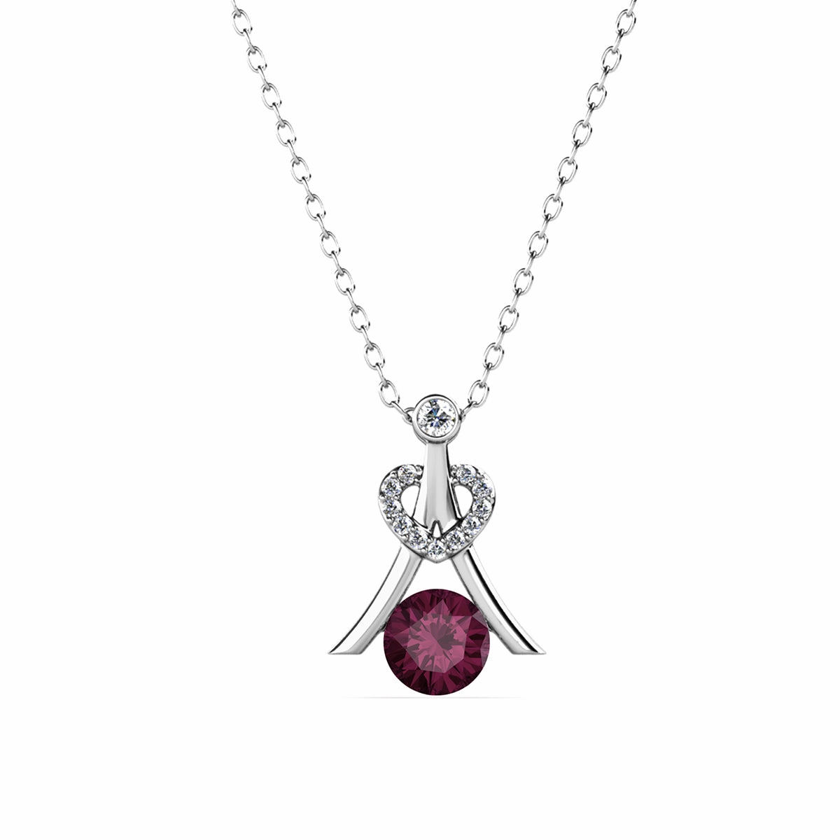 Serenity Birthstone 18k White Gold Plated Necklace with Round Cut Swarovski Crystals