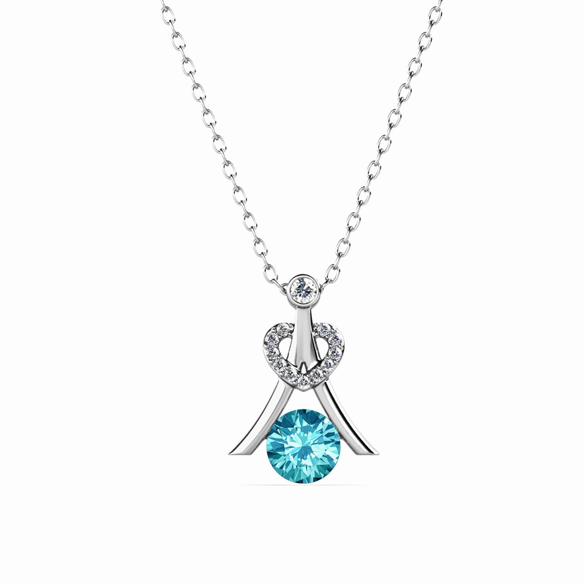Serenity Birthstone 18k White Gold Plated Necklace with Round Cut Swarovski Crystals