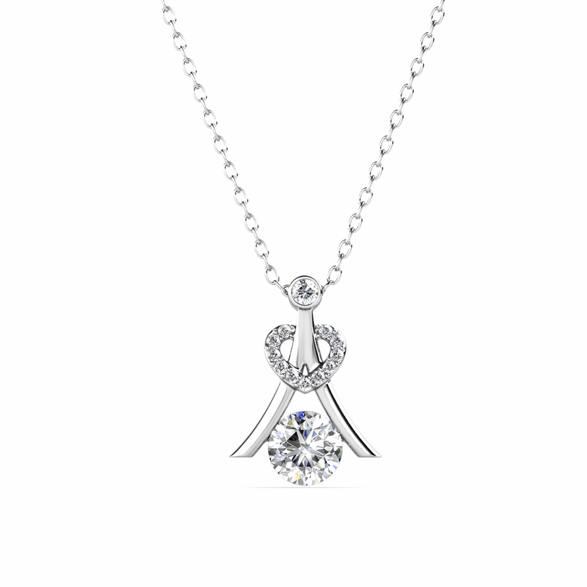 Serenity Birthstone 18k White Gold Plated Necklace with Round Cut Swarovski Crystals