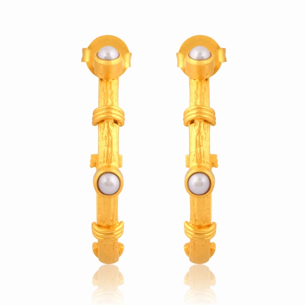 Sparkling Shore Hoop Earrings - Pearl