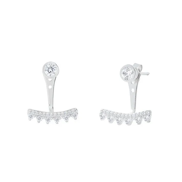 Stephanie Sterling Silver Drop Stud Earrings with Simulated Diamond Crystals  Final Sale