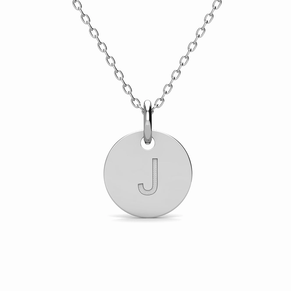 Summer Collection 18k White Gold Plated Engraved Initial Letter Pendant Necklace