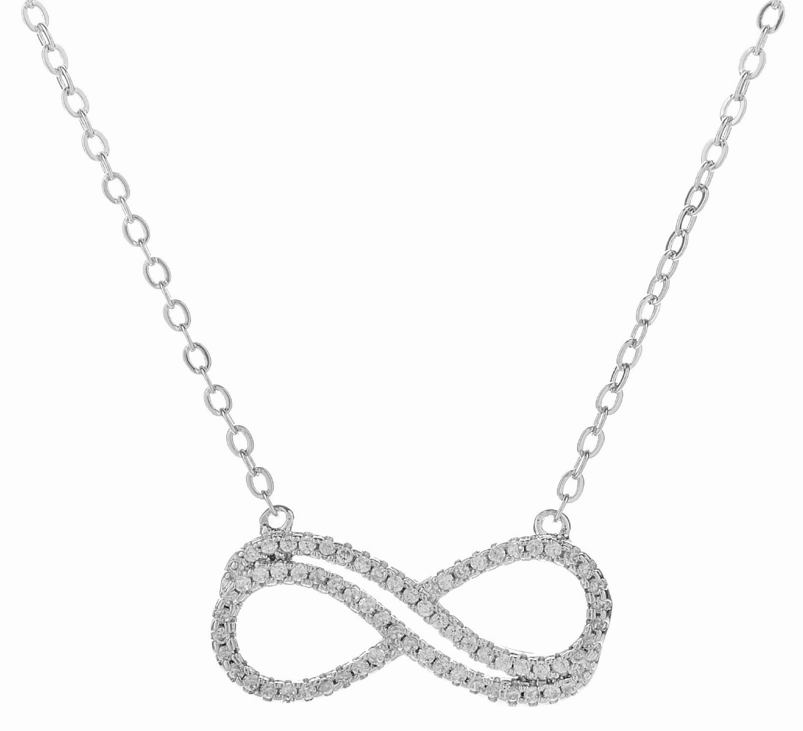 Tansy 18k White Gold Plated Infinity Pendant Necklace with Simulated Diamond Crystals