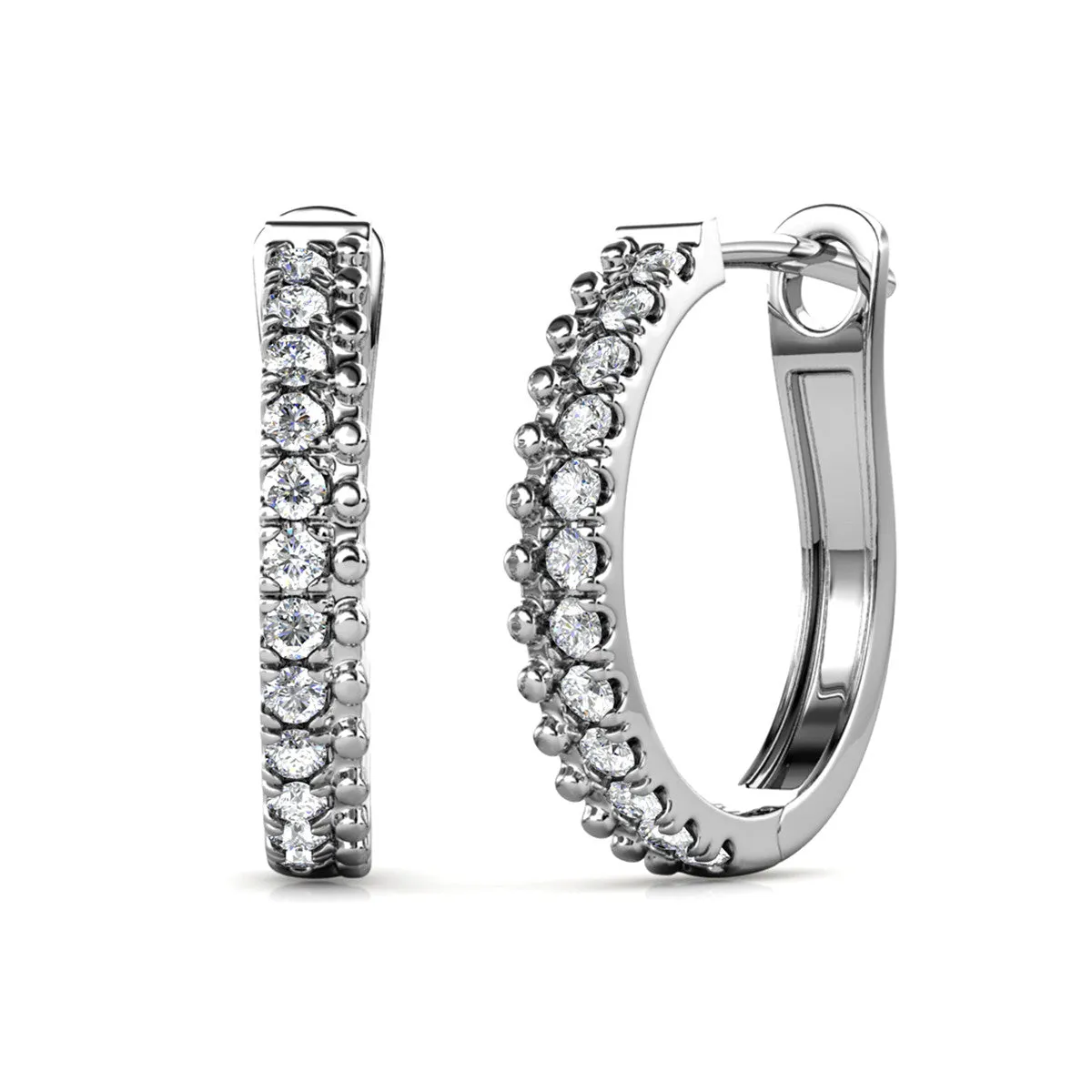Teagan 18k White Gold Plated 19mm Hoop Earrings with Swarovski Crystals