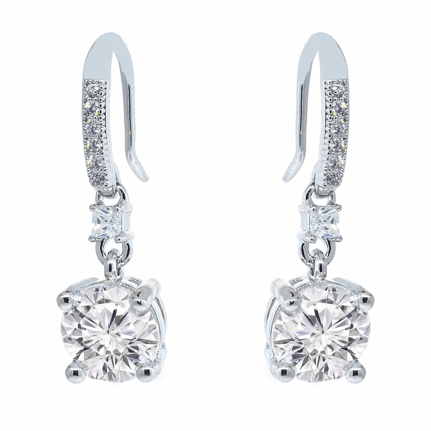 Valerie 18k White Gold Plated Drop Earrings with Simulated Diamond Crystals