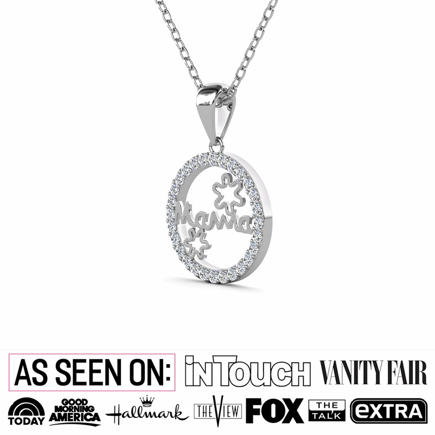 Willa 18k White Gold Plated Circle Mama Necklace with Swarovski Crystals