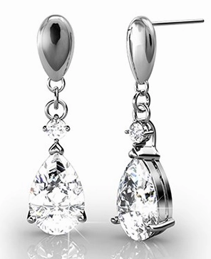 Zoey 18K White Gold Drop Earrings with Swarovski Crystals  Final Sale