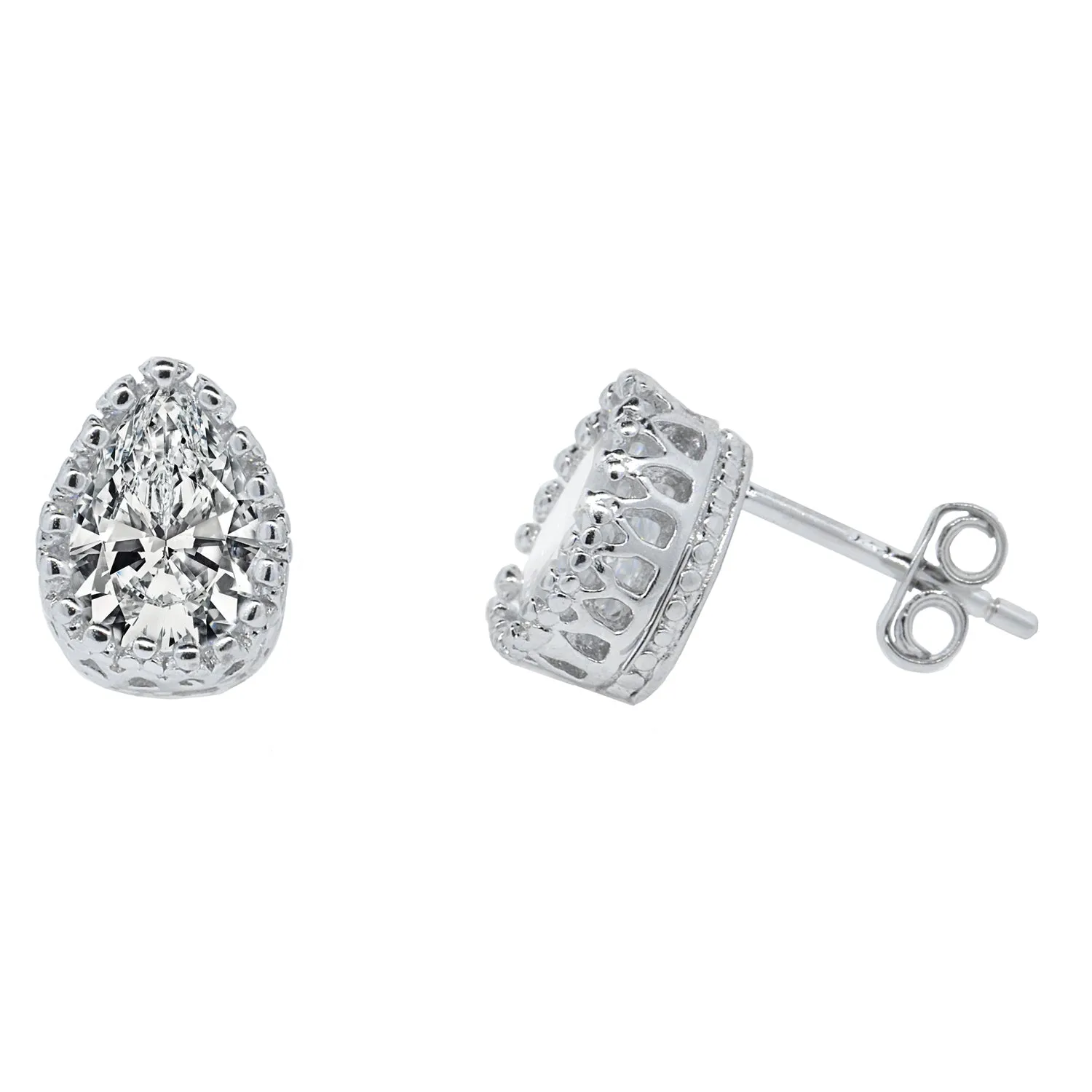 Zola 18k White Gold Plated Sterling Silver Teardrop Stud Earrings with Simulated Diamond Crystals  Final Sale